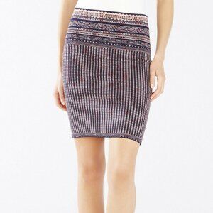 NWOT BCBG MaxAzria Pavel Pencil Skirt - Size M - Textured Chevron Blue Pink
